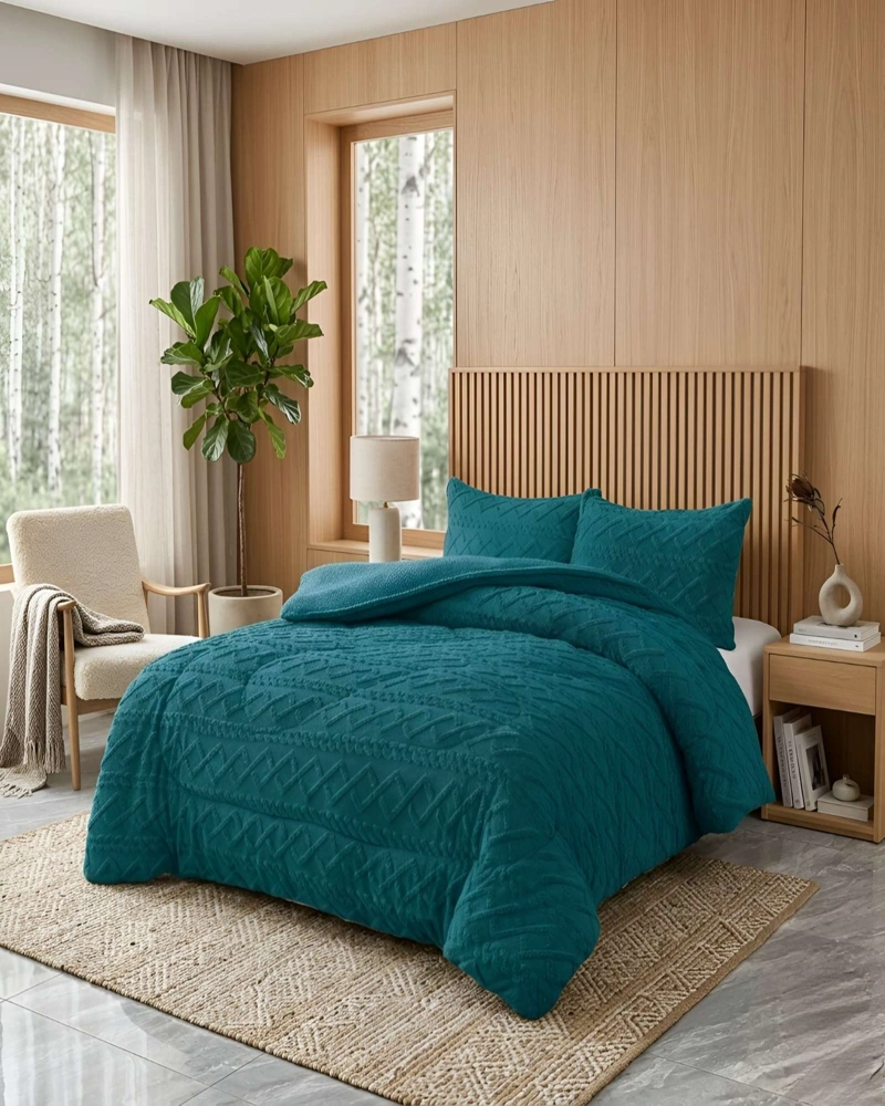 CUBRECAMA 2 PLAZAS CON RELIEVE COBERTOR ELEGANTE SUAVE - 1