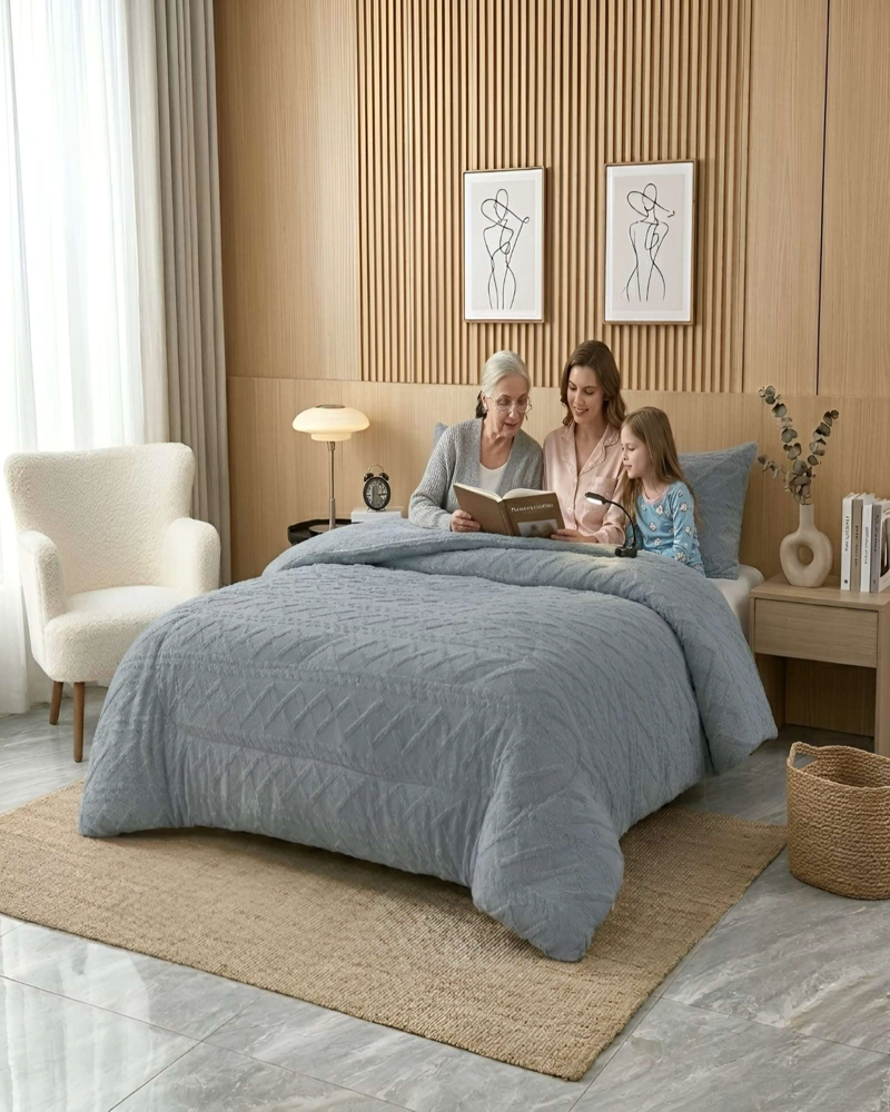 CUBRECAMA 2 PLAZAS CON RELIEVE COBERTOR ELEGANTE SUAVE - 3