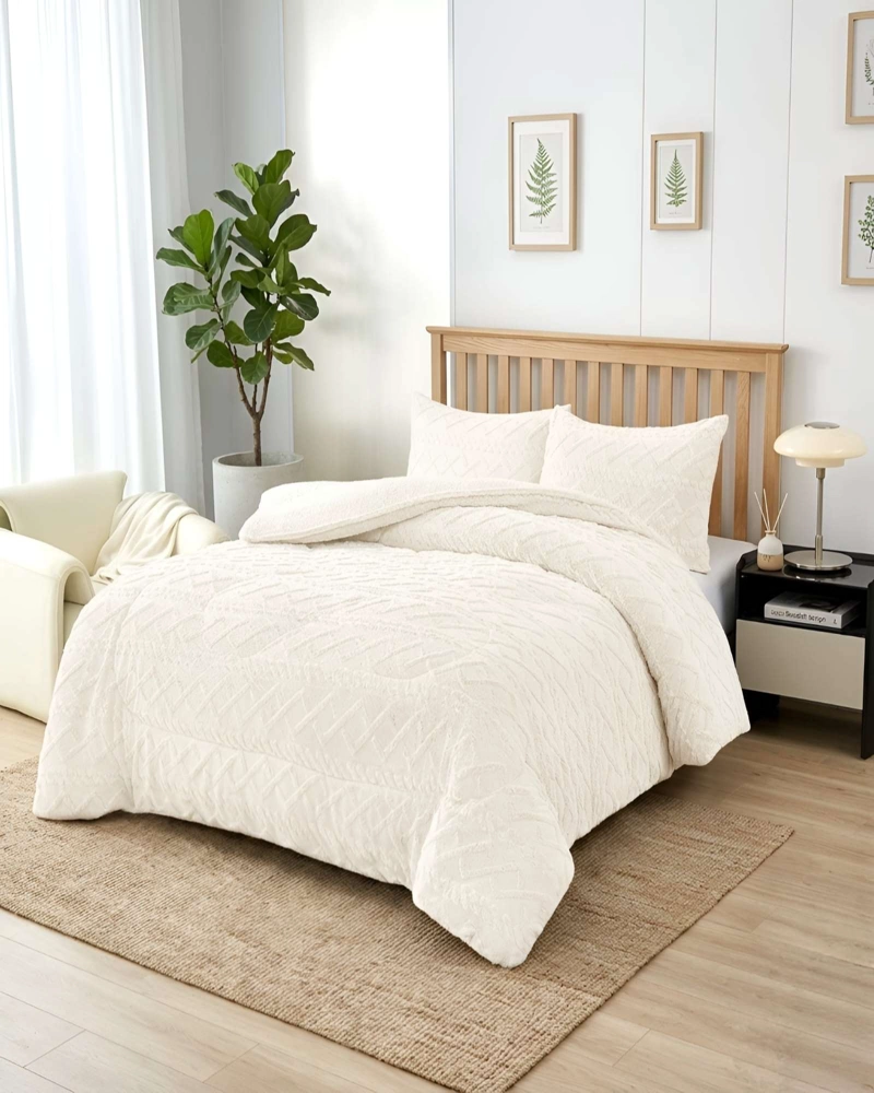 CUBRECAMA 2 PLAZAS CON RELIEVE COBERTOR ELEGANTE SUAVE - 1