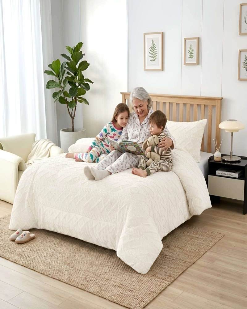 CUBRECAMA 2 PLAZAS CON RELIEVE COBERTOR ELEGANTE SUAVE - 3