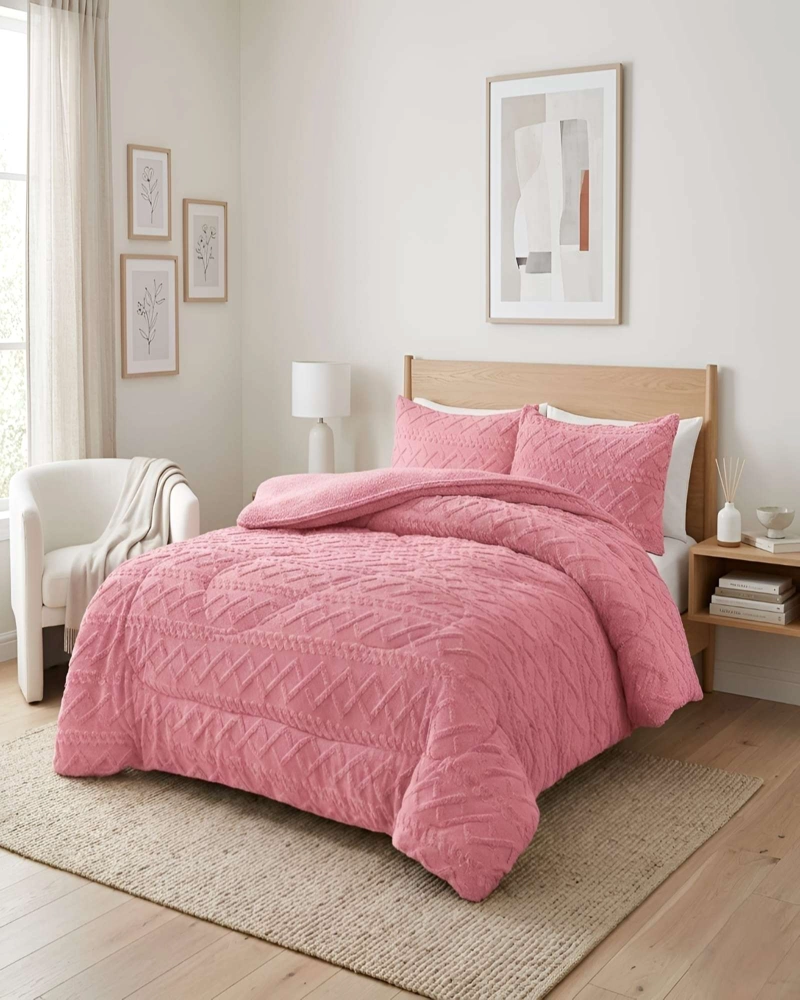 CUBRECAMA 2 PLAZAS CON RELIEVE COBERTOR ELEGANTE SUAVE - 1