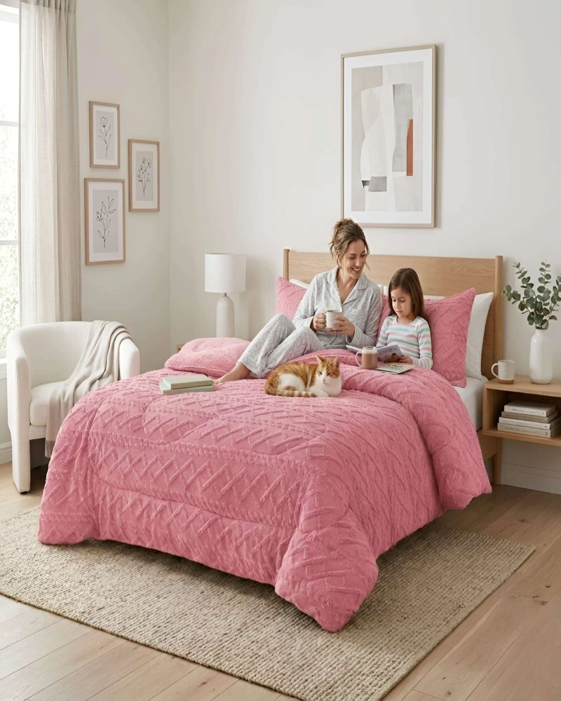 CUBRECAMA 2 PLAZAS CON RELIEVE COBERTOR ELEGANTE SUAVE - 2