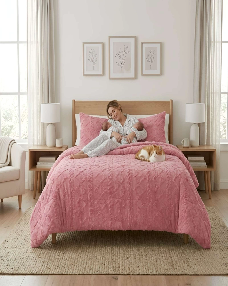 CUBRECAMA 2 PLAZAS CON RELIEVE COBERTOR ELEGANTE SUAVE - 3