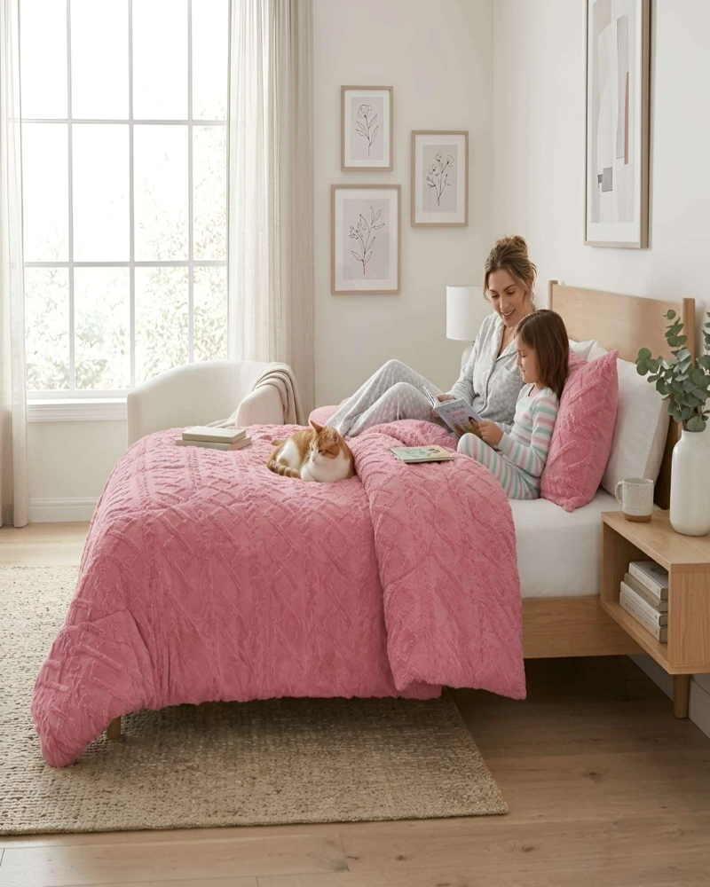 CUBRECAMA 2 PLAZAS CON RELIEVE COBERTOR ELEGANTE SUAVE - 4