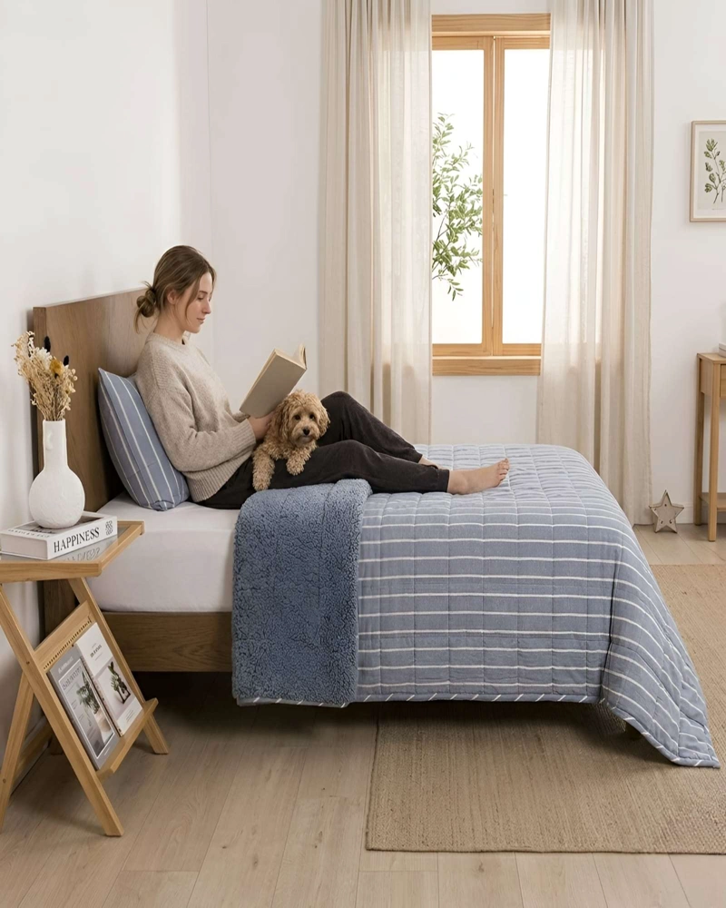 QUILT PALMA CATIONIC PLAZA Y MEDIA CON REVERSO DE CHIPORRO SUAVE - 1
