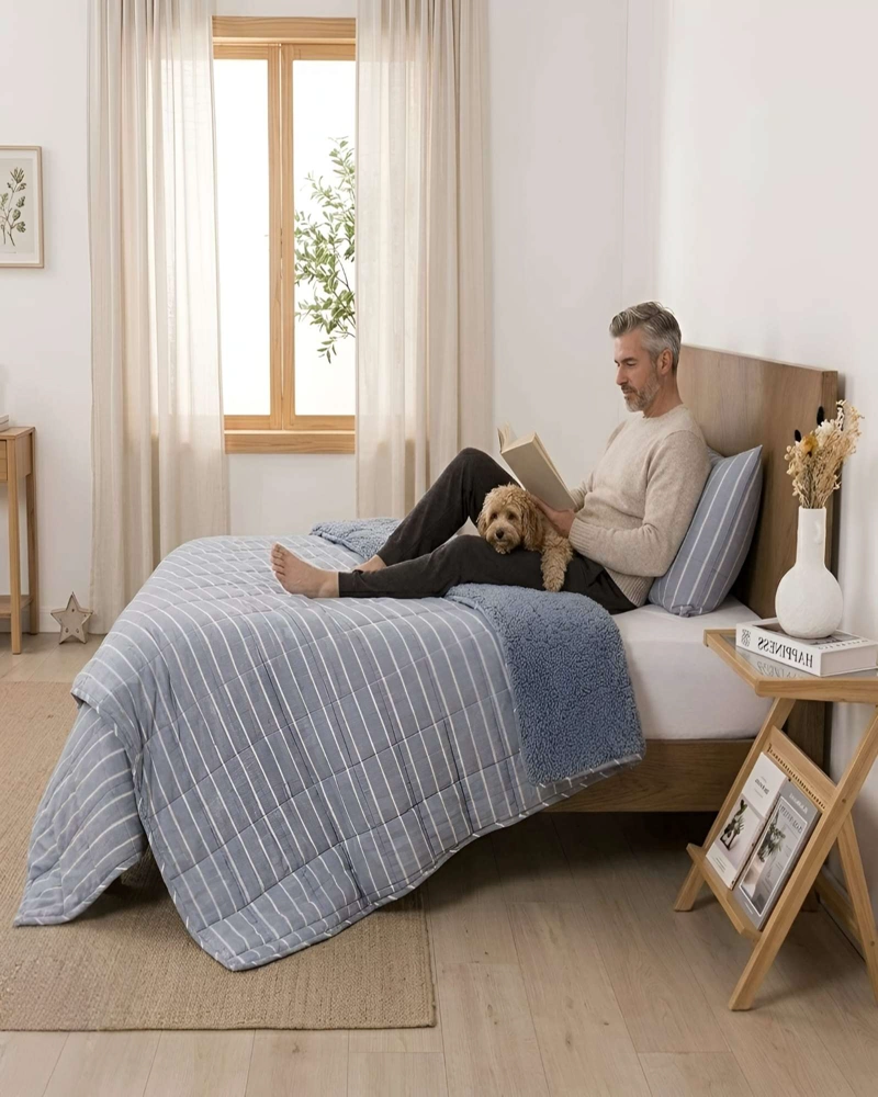 QUILT PALMA CATIONIC PLAZA Y MEDIA CON REVERSO DE CHIPORRO SUAVE - 4