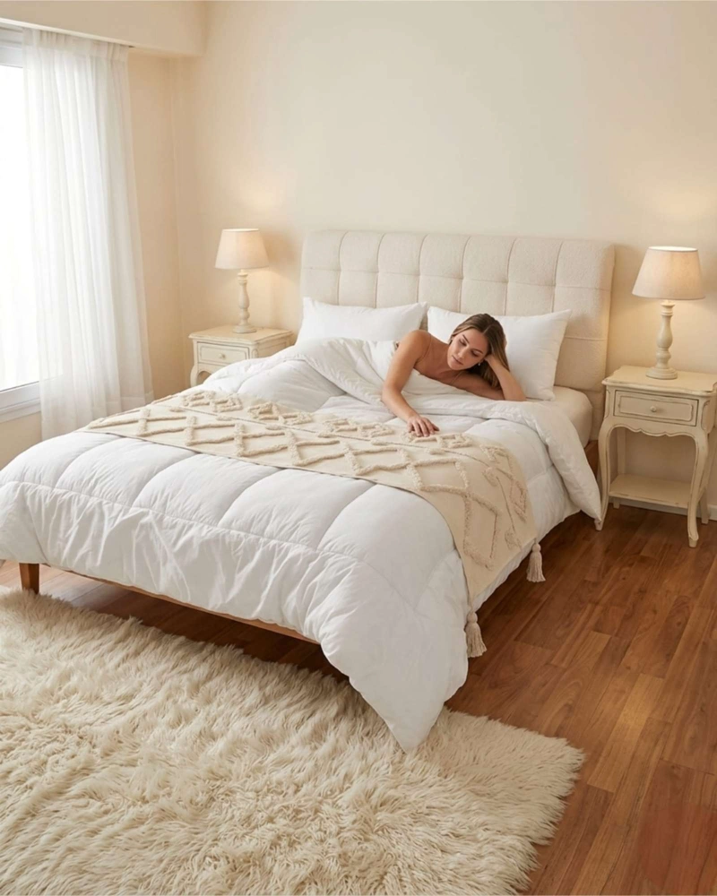 PIECERA DE CAMA MANTA TEJIDA DECORATIVA BOHO - 3