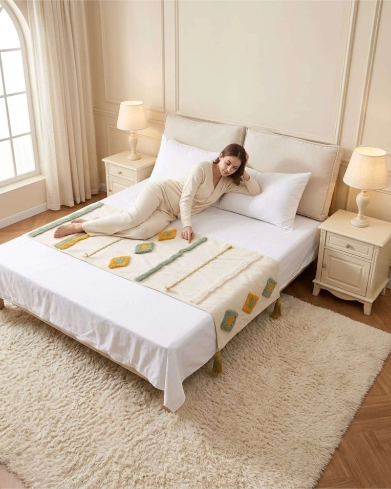 PIECERA DE CAMA MANTA TEJIDA DECORATIVA BOHO - 5