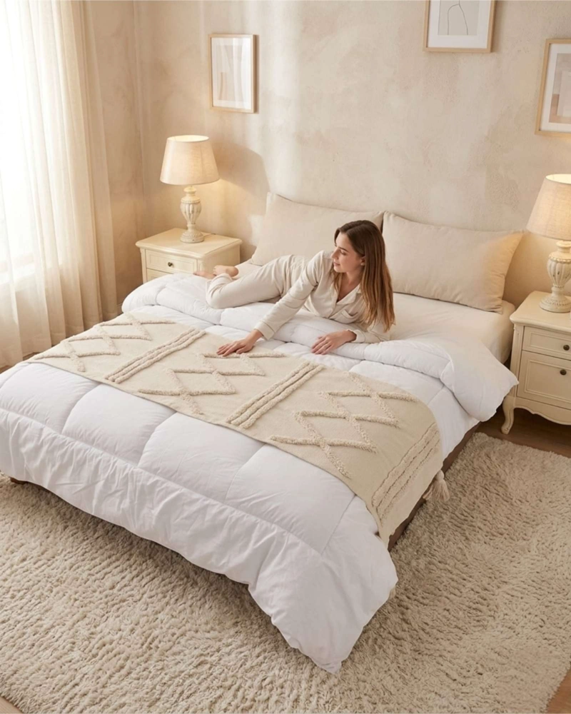PIECERA DE CAMA MANTA TEJIDA DECORATIVA BOHO - 4