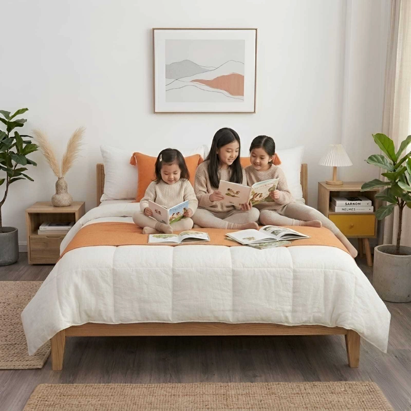 PIECERA DE CAMA DISEÑO LINO CON BORLAS - 1