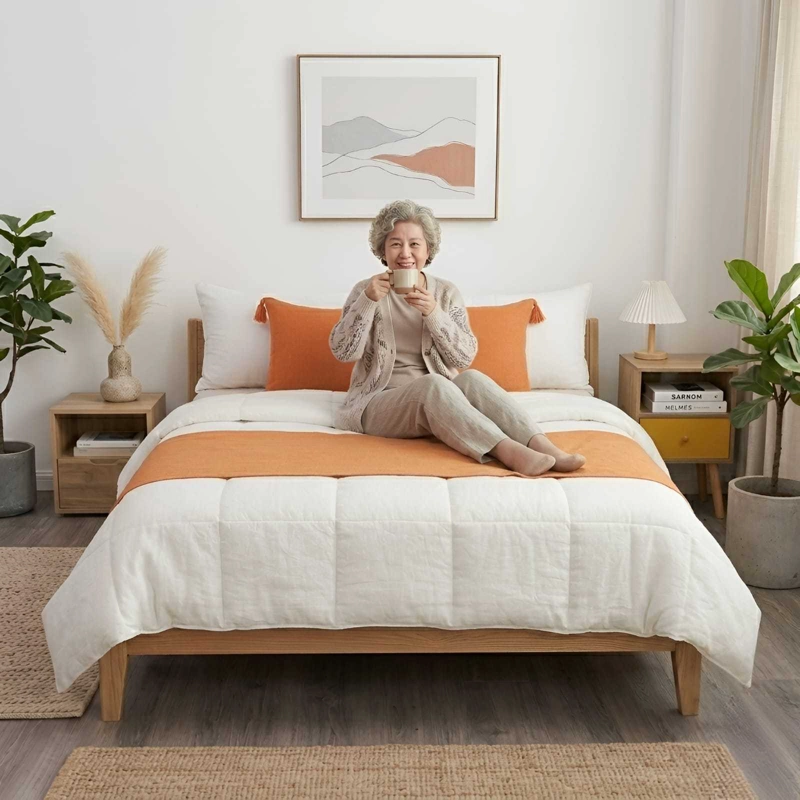 PIECERA DE CAMA DISEÑO LINO CON BORLAS - 4