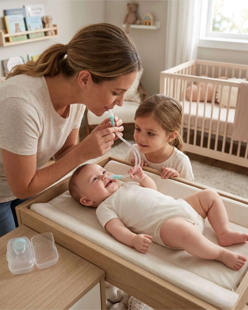 ASPIRADOR NASAL DE SILICONA CON SUCCION MANUAL Y LIMPIADOR - 3