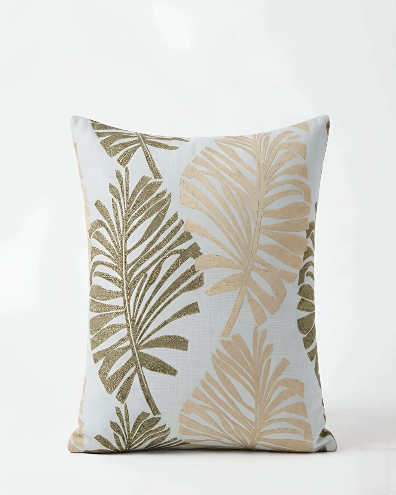 PACK 4 FUNDAS DE COJIN DECORATIVAS ESTAMPADO HOJAS - 6