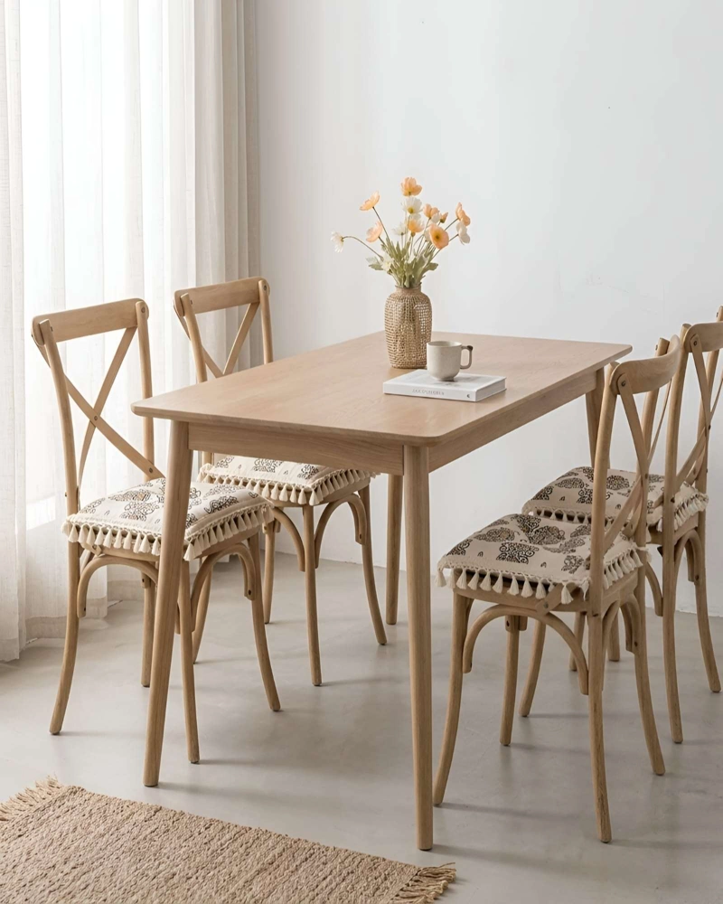SET 6 COJINES SILLA COMEDOR CUADRADOS CON FLECOS - 2