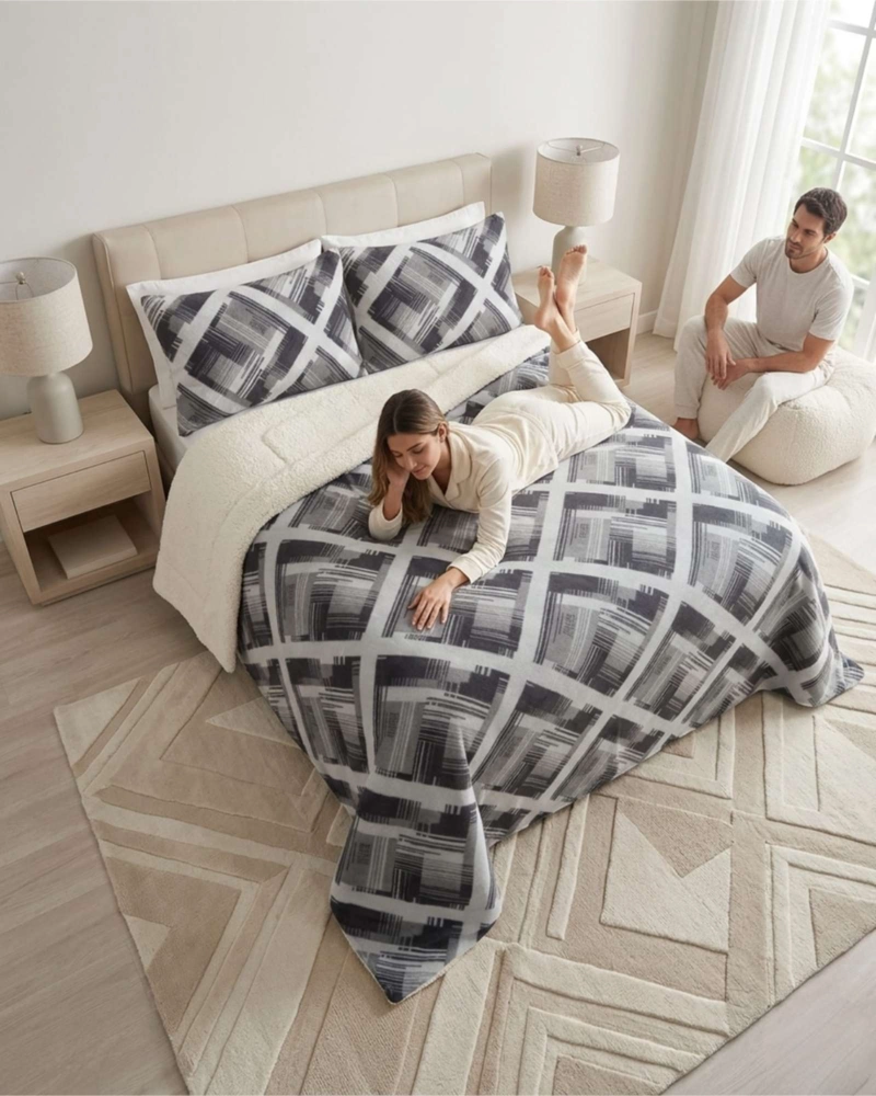 JUEGO DE CUBRECAMA SHERPA CALIDEZ SUPERIOR CON SABANAS 2 PLAZAS - 3