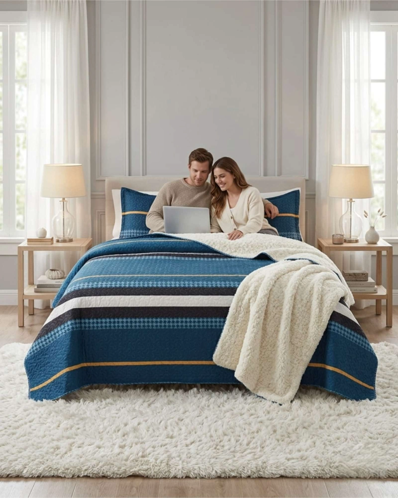 JUEGO DE CUBRECAMA SHERPA CALIDEZ SUPERIOR CON SABANAS KING - 3