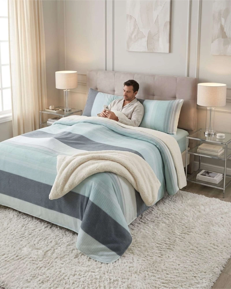 JUEGO DE CUBRECAMA SHERPA CALIDEZ SUPERIOR CON SABANAS KING - 1
