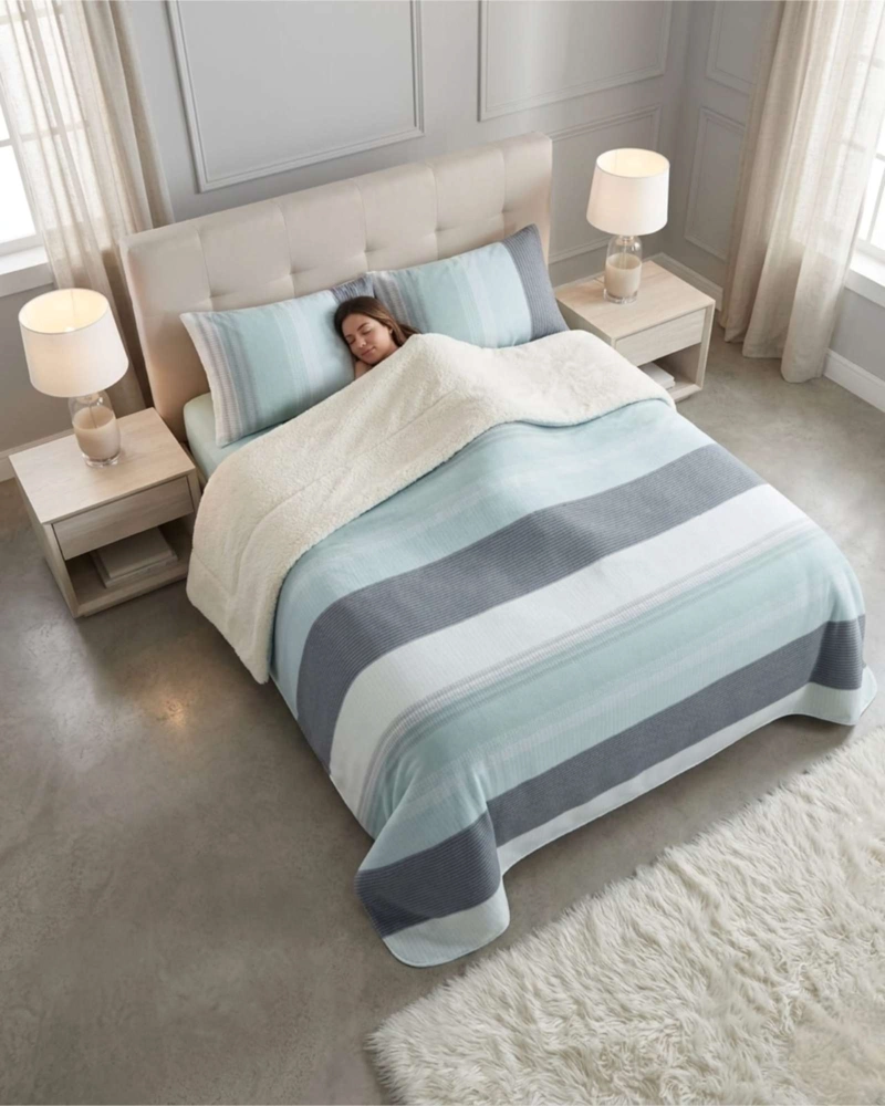 JUEGO DE CUBRECAMA SHERPA CALIDEZ SUPERIOR CON SABANAS 2 PLAZAS - 2