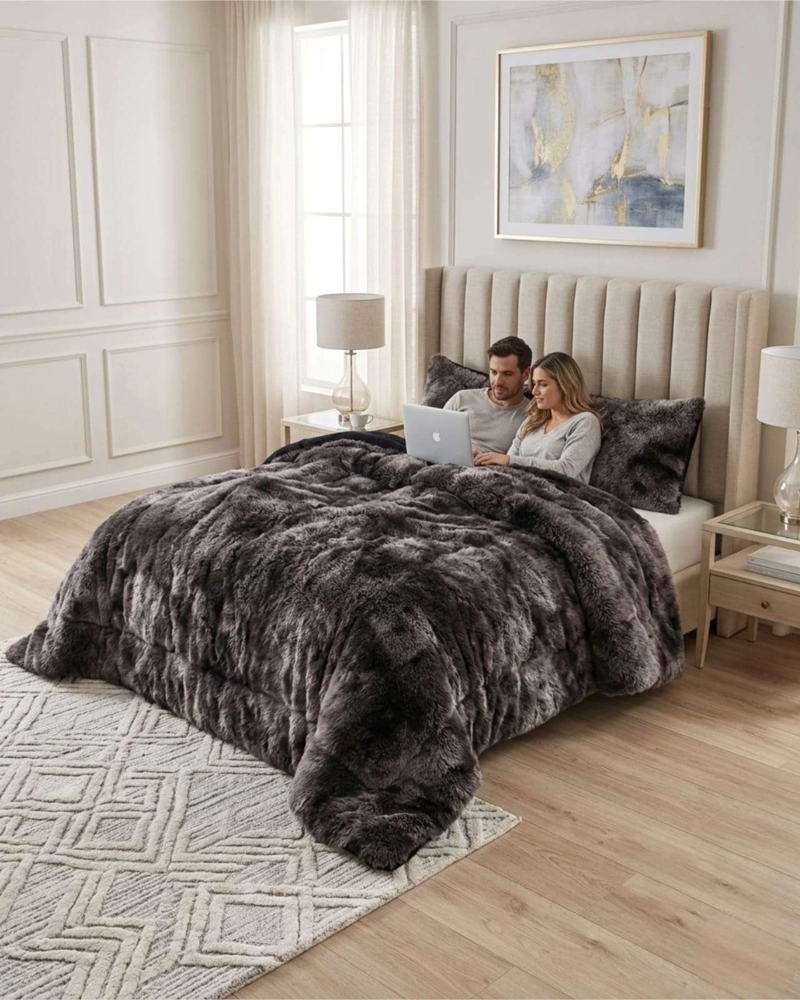 CUBRE-CAMA TE RMICO SHAGGY – DISEÑO SUAVE PARA 2 PLAZAS - 4