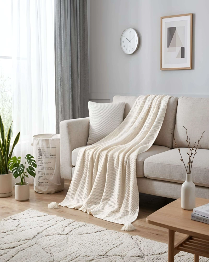 MANTA SILLON BORLAS DECORATIVAS FRAZADA PIECERA CAMA 130X150 - 2