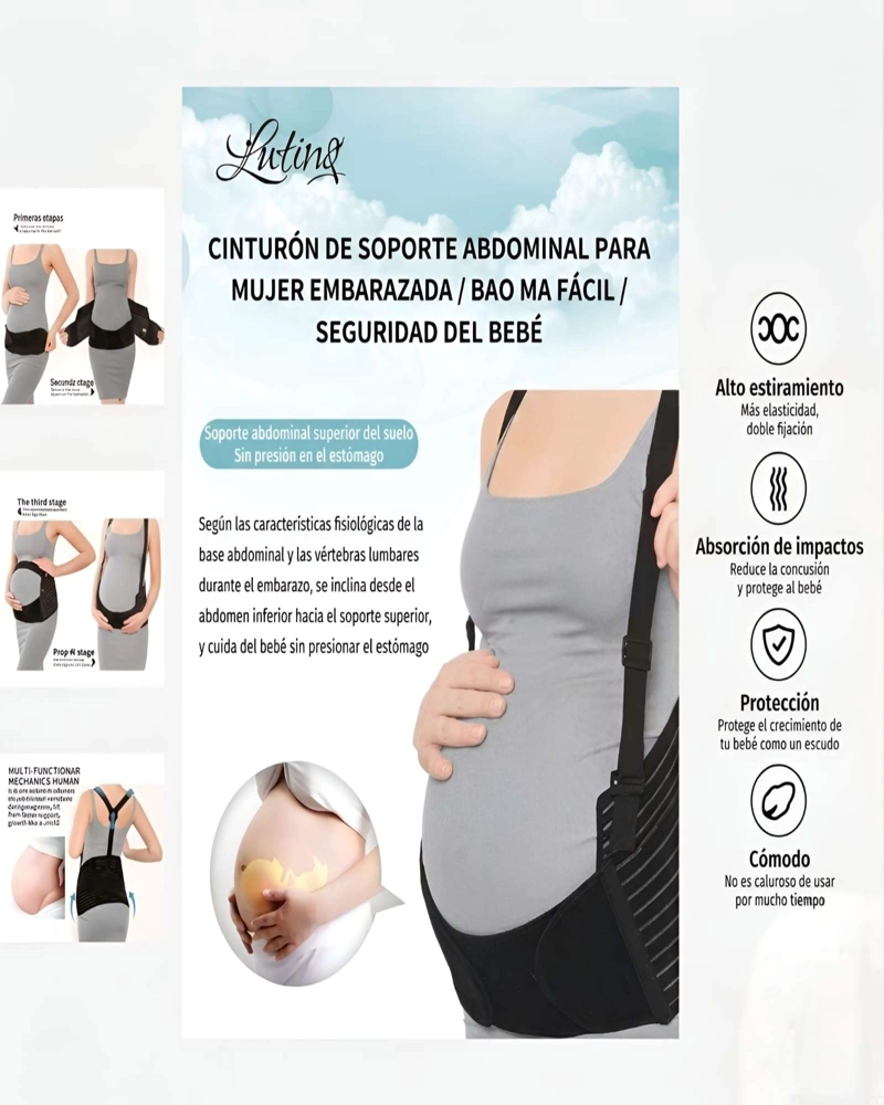 FAJA MATERNIDAD EMBARAZADA SOPORTE AJUSTABLE TRANSPIRABLE - 5