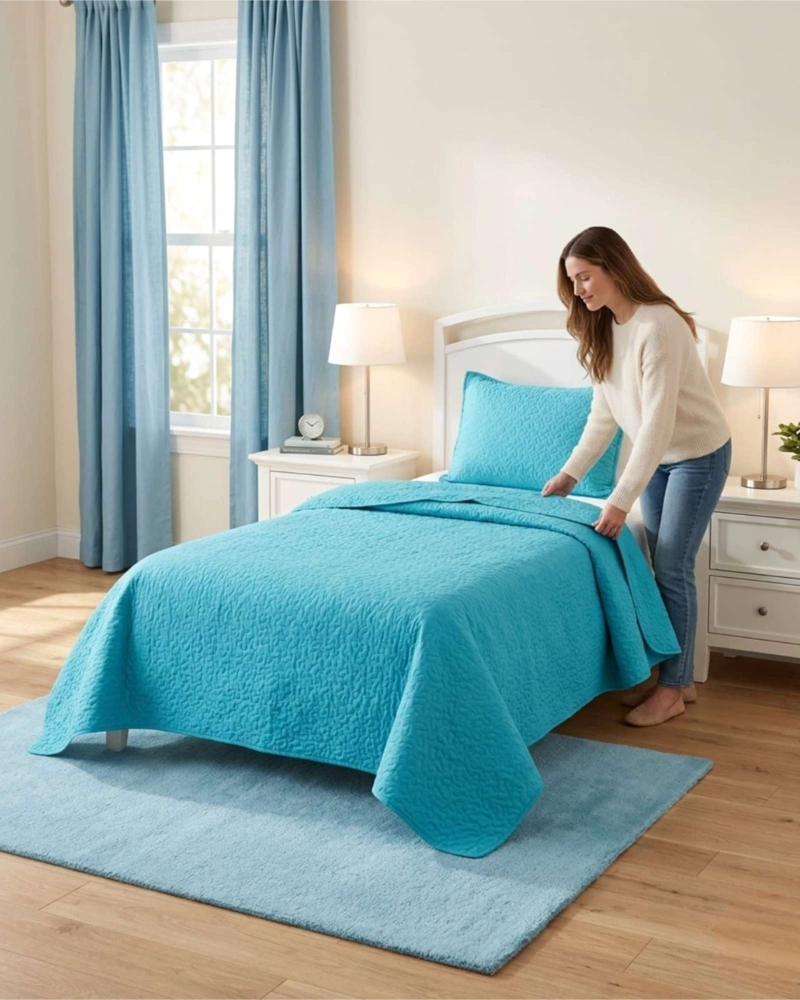CUBRECAMA QUILT VERANO PLAZA Y MEDIA SUAVE FRESCO CON FUNDA - 2