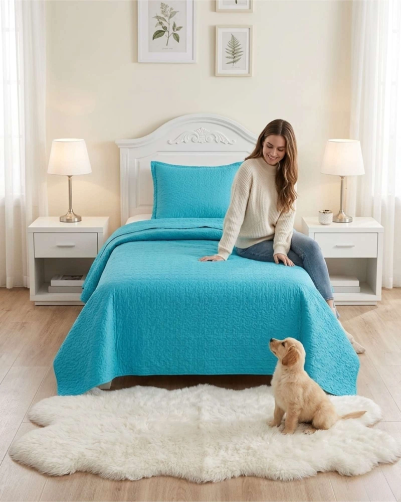 CUBRECAMA QUILT VERANO PLAZA Y MEDIA SUAVE FRESCO CON FUNDA - 3