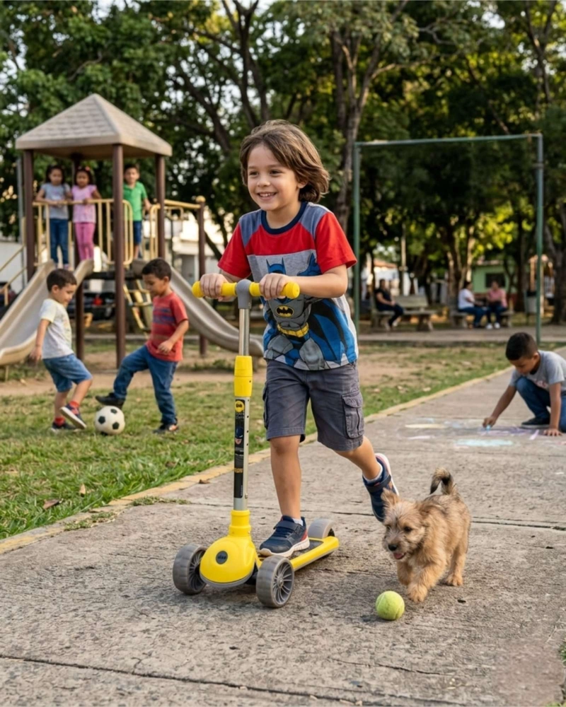SCOOTER MONOPATIN INFANTIL 3 RUEDAS AMARILLO CON DETALLES - 2