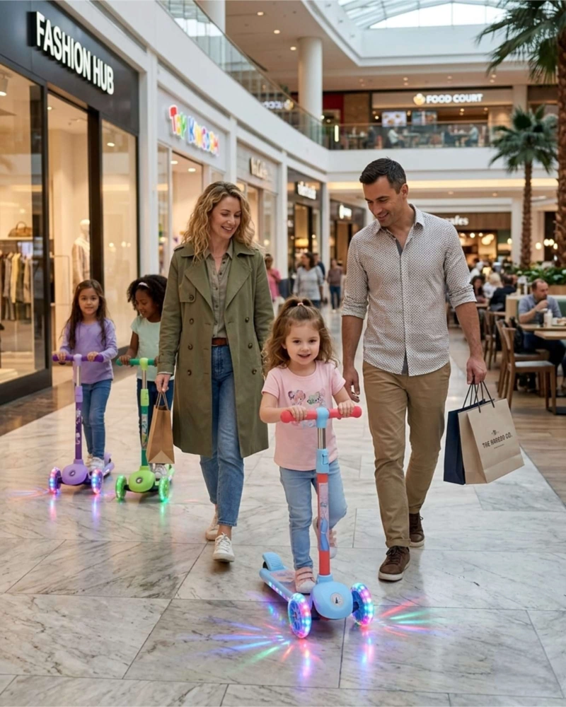 SCOOTER MONOPATIN INFANTIL 3 RUEDAS CON LUCES LED CELESTE ROSADO - 1