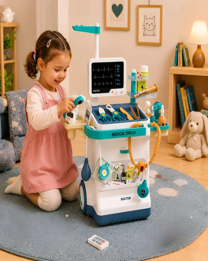 CARRO DE DOCTOR JUGUETE INFANTIL CON ELECTROCARDIOGRAMA Y ACCESORIOS - 1
