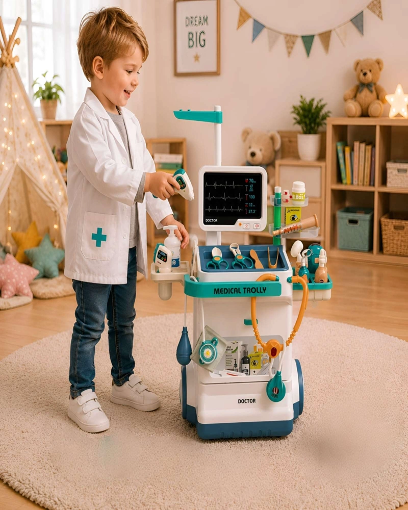 CARRO DE DOCTOR JUGUETE INFANTIL CON ELECTROCARDIOGRAMA Y ACCESORIOS - 2