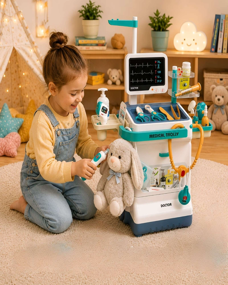 CARRO DE DOCTOR JUGUETE INFANTIL CON ELECTROCARDIOGRAMA Y ACCESORIOS - 3