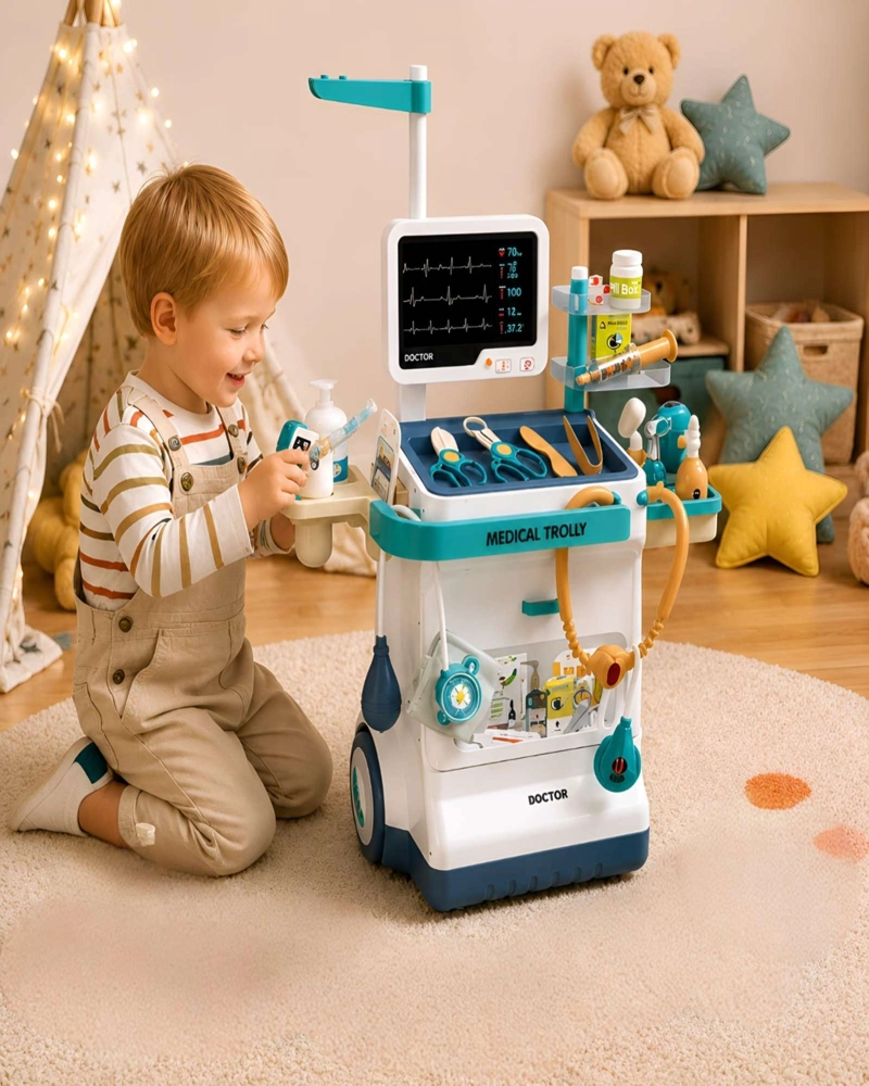 CARRO DE DOCTOR JUGUETE INFANTIL CON ELECTROCARDIOGRAMA Y ACCESORIOS - 4