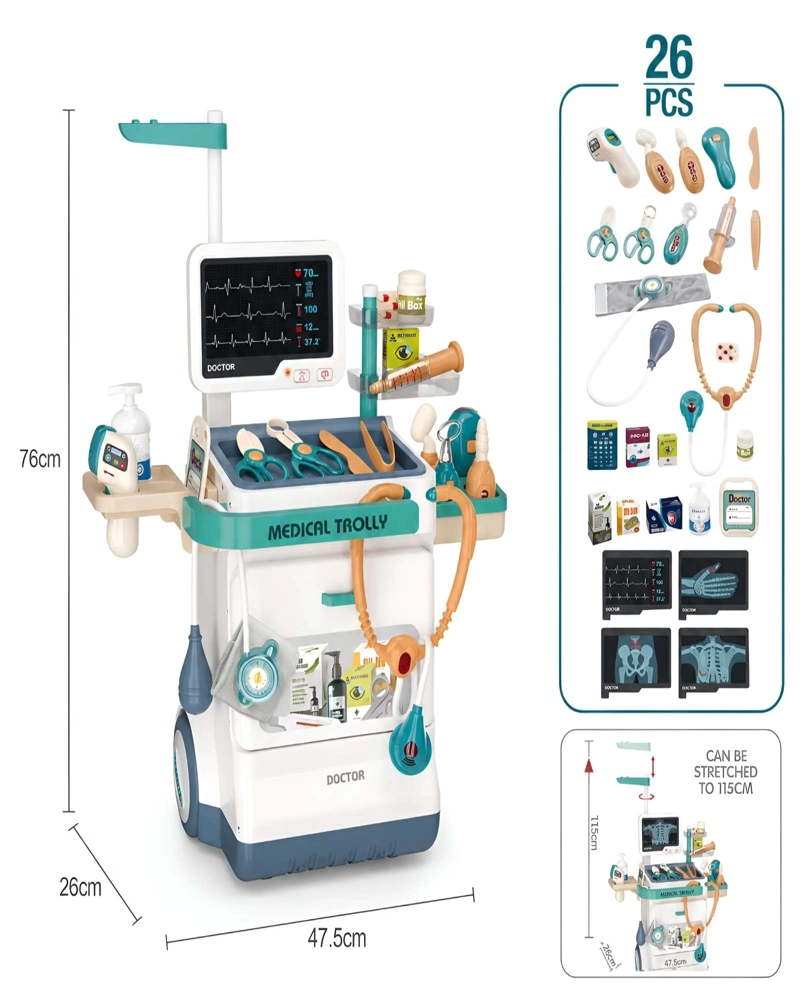 CARRO DE DOCTOR JUGUETE INFANTIL CON ELECTROCARDIOGRAMA Y ACCESORIOS - 6