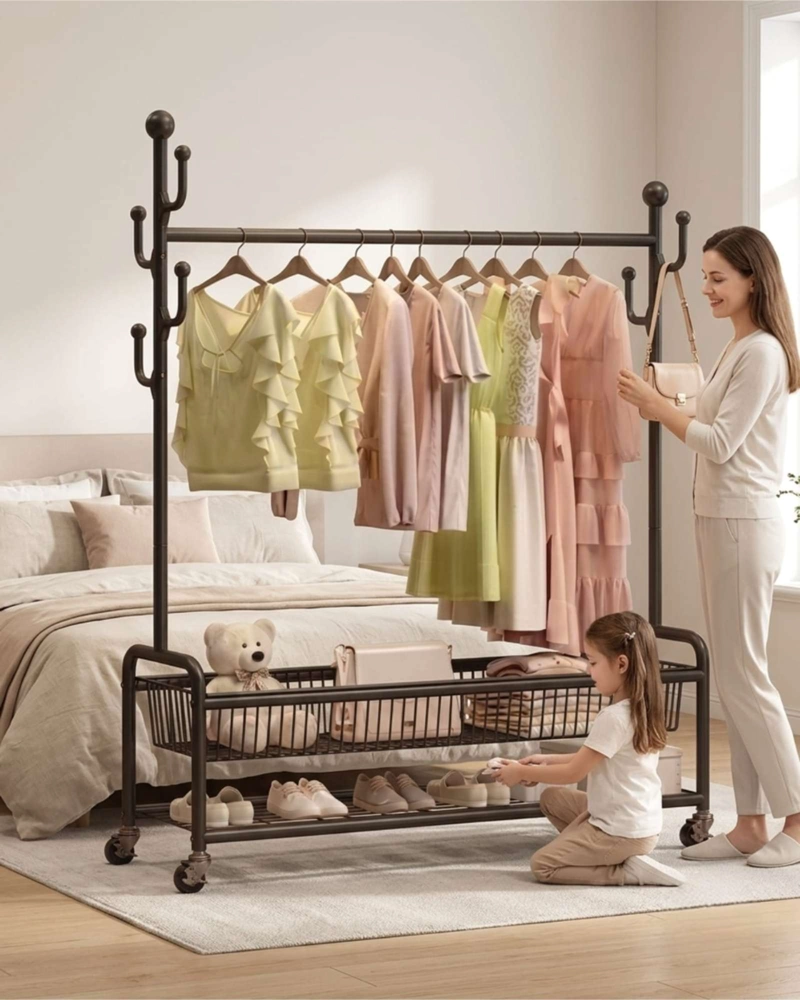 PERCHERO ORGANIZADOR DE ROPA CON RUEDAS MODELO CACTUS - 1