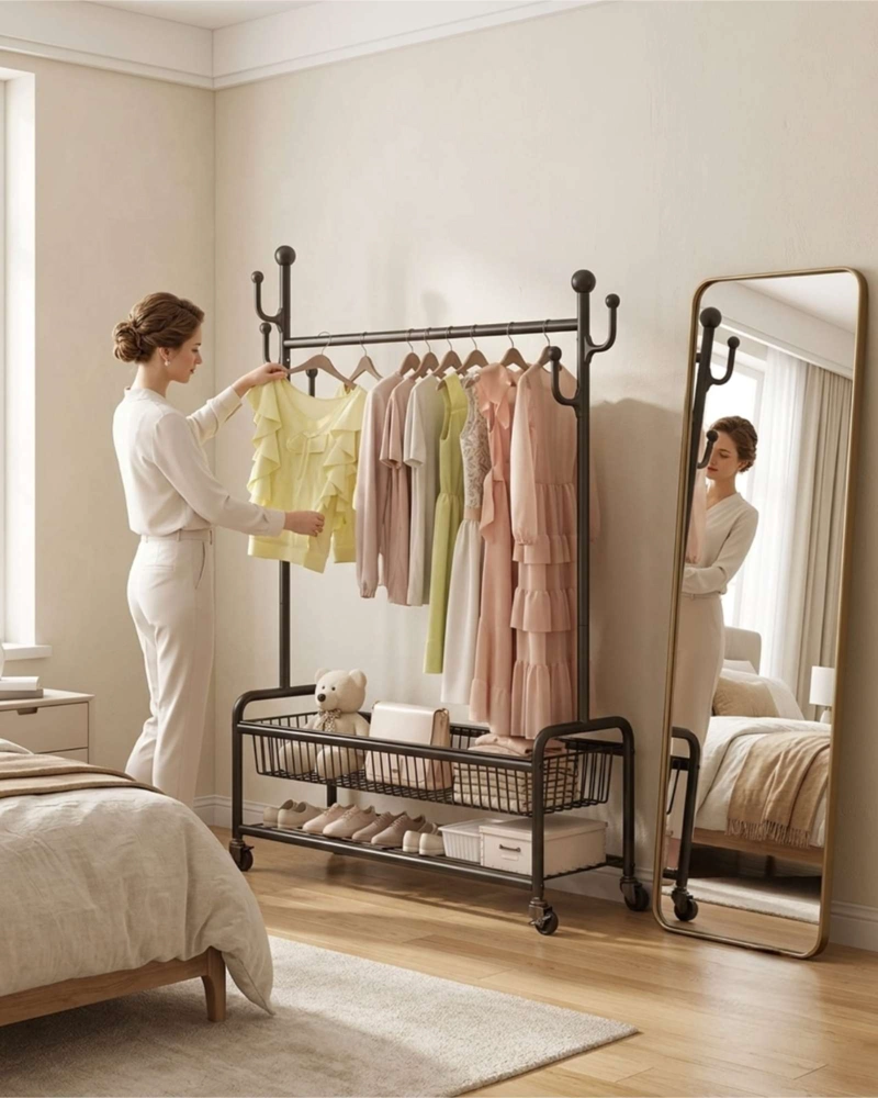 PERCHERO ORGANIZADOR DE ROPA CON RUEDAS MODELO CACTUS - 2