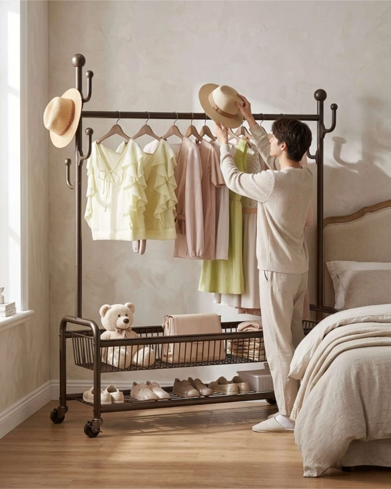 PERCHERO ORGANIZADOR DE ROPA CON RUEDAS MODELO CACTUS - 3