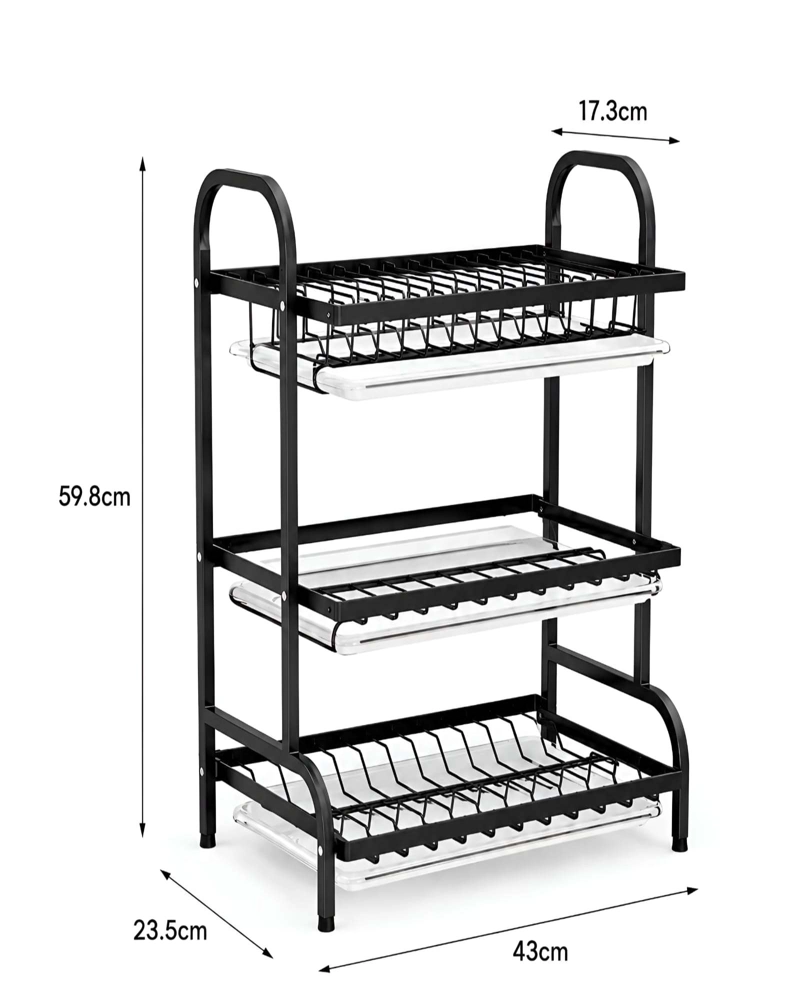 ESCURRIDOR DE PLATOS DE 3 NIVELES MULTIFUNCIONAL PARA COCINA - 6