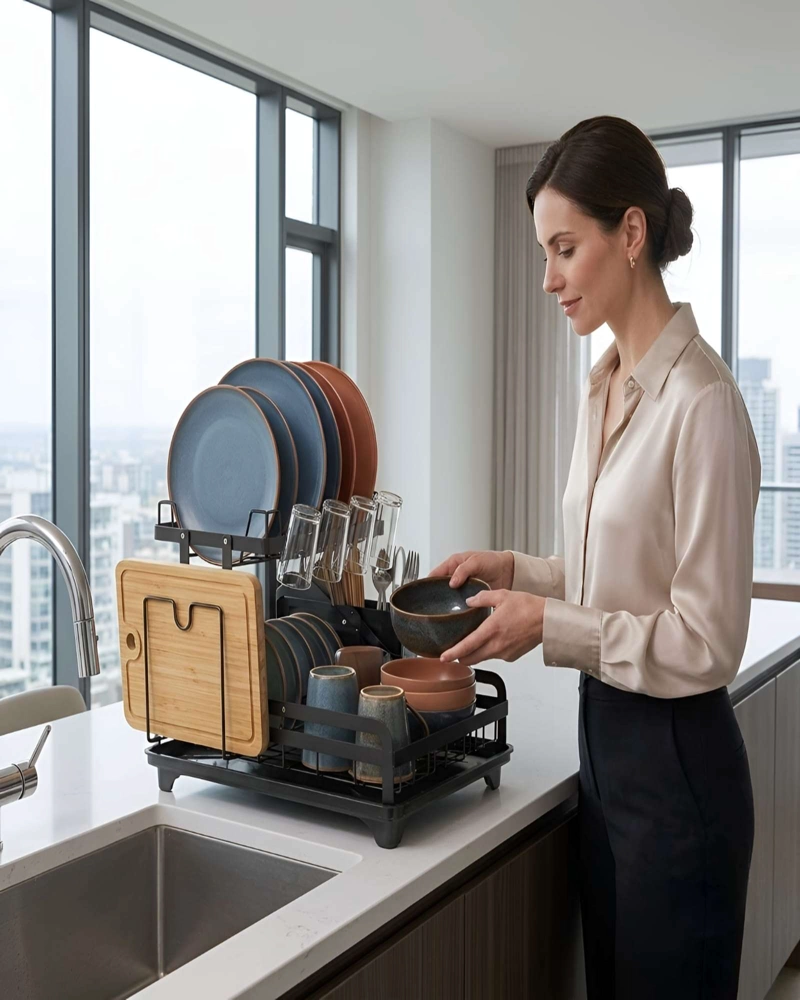 ESCURRIDOR DE PLATOS DE 2 NIVELES ORGANIZACION INTELIGENTE PARA TU COCINA - 4