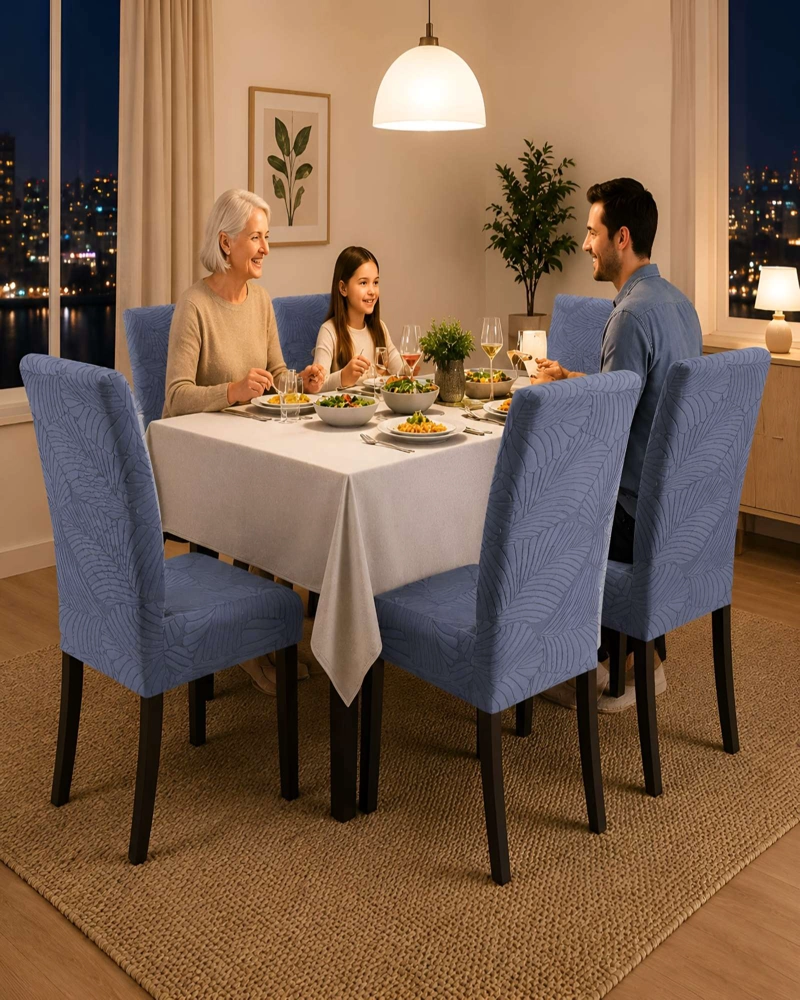 JUEGO DE 6 FUNDAS PARA SILLAS DE COMEDOR AJUSTABLES TEXTURIZADAS - 3