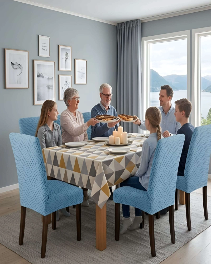 JUEGO DE 6 FUNDAS PARA SILLAS DE COMEDOR AJUSTABLES TEXTURIZADAS - 2