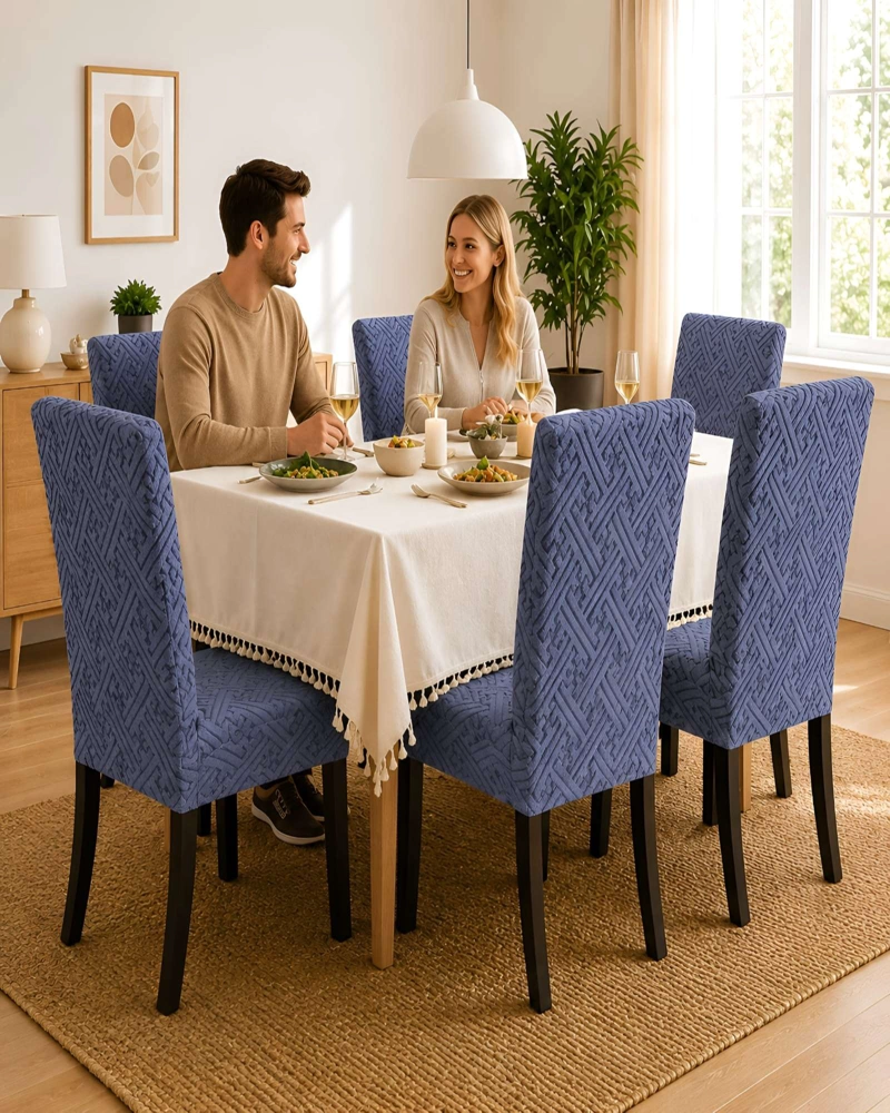 JUEGO DE 6 FUNDAS PARA SILLAS DE COMEDOR AJUSTABLES TEXTURIZADAS - 2