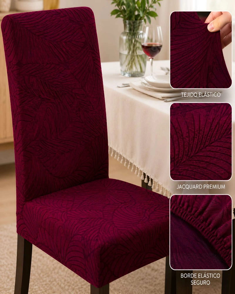 JUEGO DE 6 FUNDAS PARA SILLAS DE COMEDOR AJUSTABLES TEXTURIZADAS - 6