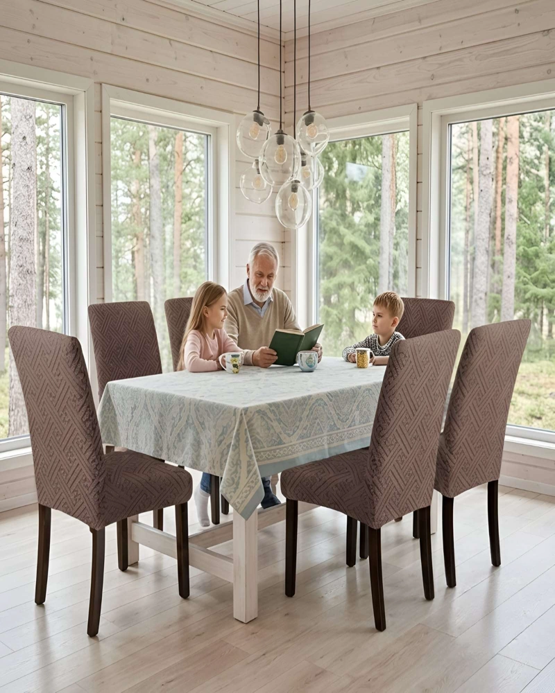JUEGO DE 6 FUNDAS PARA SILLAS DE COMEDOR AJUSTABLES TEXTURIZADAS - 4