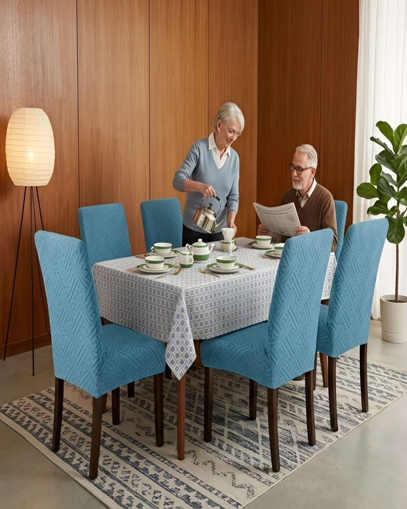 JUEGO DE 6 FUNDAS PARA SILLAS DE COMEDOR AJUSTABLES TEXTURIZADAS - 2