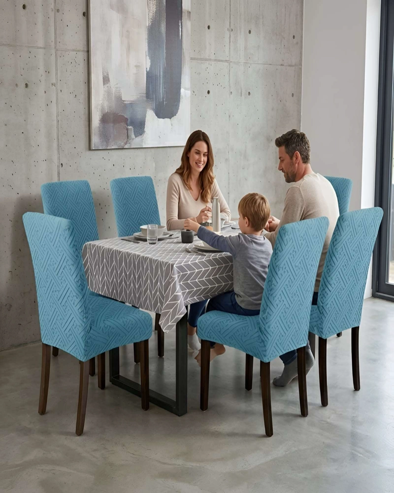 JUEGO DE 6 FUNDAS PARA SILLAS DE COMEDOR AJUSTABLES TEXTURIZADAS - 4