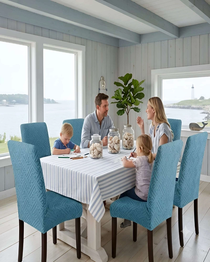 JUEGO DE 6 FUNDAS PARA SILLAS DE COMEDOR AJUSTABLES TEXTURIZADAS - 5