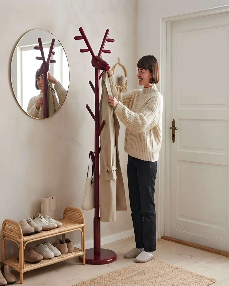 PERCHERO DE PIE MADERA FRESNO DISEÑO MINIMALISTA ORGANIZA - 1