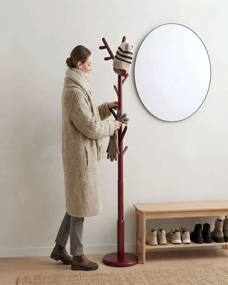 PERCHERO DE PIE MADERA FRESNO DISEÑO MINIMALISTA ORGANIZA - 5