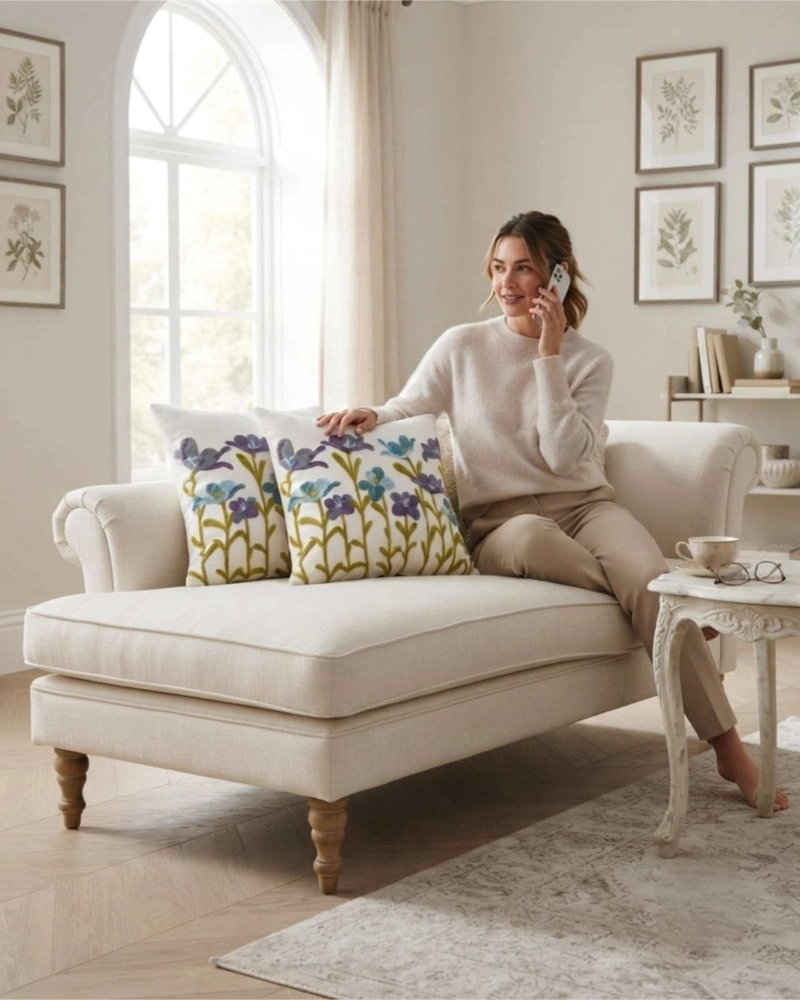 SET DE 4 FUNDAS PARA COJIN 45CM X 45CM CON DISEÑO BORDADO - 2